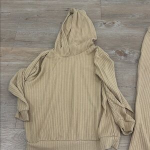 Tan Ribbed Hoodie
